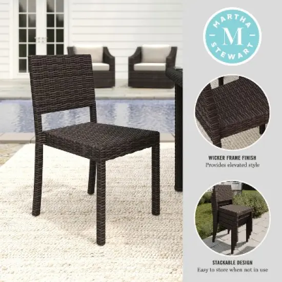 Martha Stewart Bedford Indoor-Outdoor Stackable Patio Dining Chair in Rattan Wicker image {4}