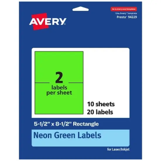 Avery Neon Green Paper Labels, 5.5" x 8.5" Rectangle image {8}