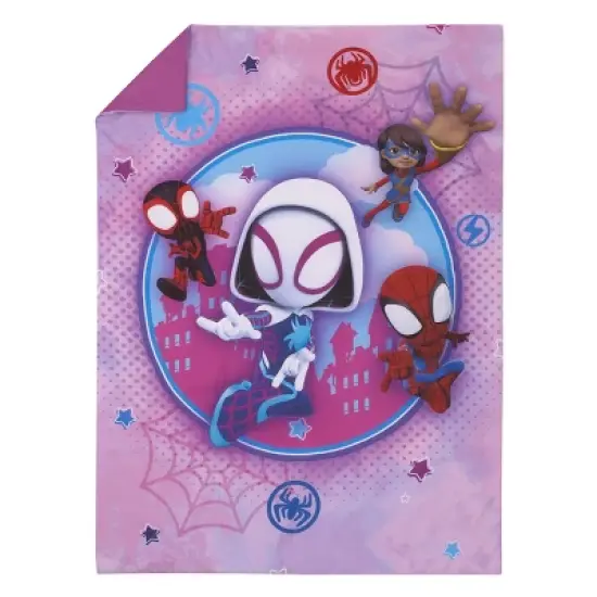 Marvel Ghost Spider, Go Ghosty Purple, Pink, and Blue 4 Piece Toddler Bed Set image {1}