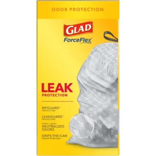 Glad ForceFlexPlus Tall Kitchen Drawstring Trash Bags - 13 Gallon White Trash Bag - OdorShield - 100ct image {6}