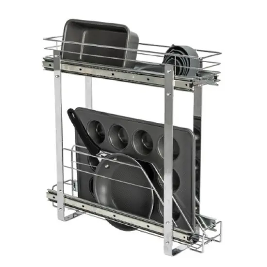 Glidez Multipurpose Chrome-Plated Steel Pull-Out/Slide-Out Storage Organizer - 2-Tier Design - Chrome image {8}