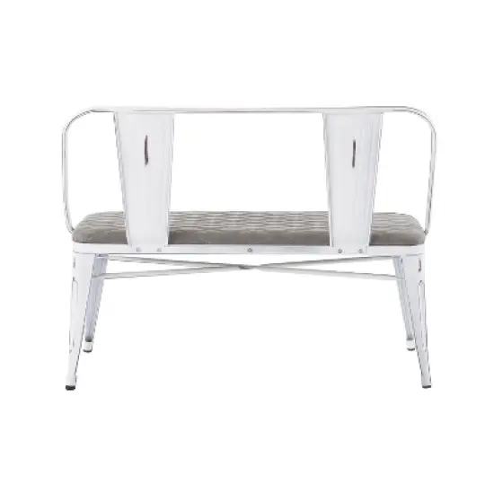 Oregon Industrial Upholstered Bench Vintage White/Gray - LumiSource image {3}