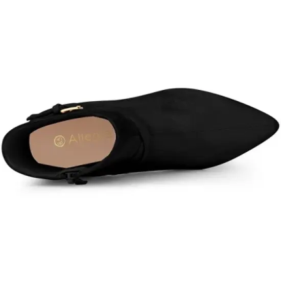 Allegra K Women's Pointy Toe Buckle Cross Straps Stiletto Heel Ankle Boots image {4}