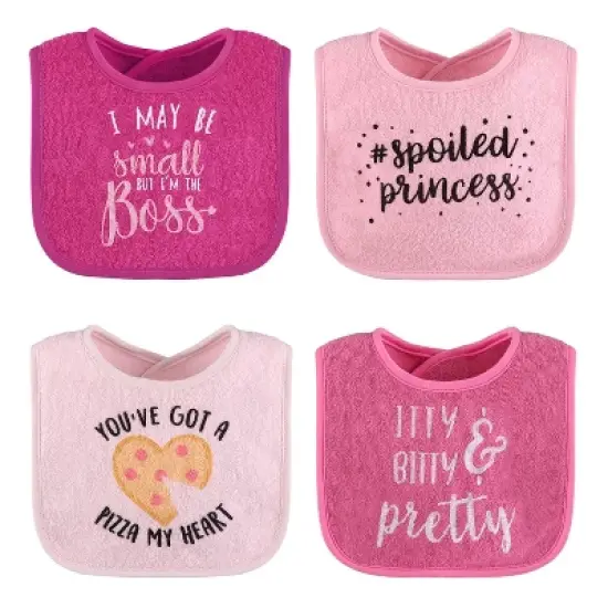The Peanutshell Terry Cotton Baby Bibs for Girls, 8-Pack, Pink/White image {1}