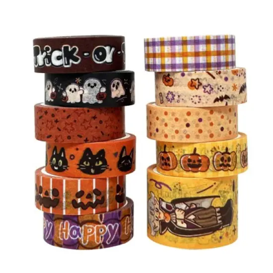 Wrapables Halloween Washi Tape for Scrapbooking, Stationery, Diary, Card Making, 11pc Trick or Treat image {8}