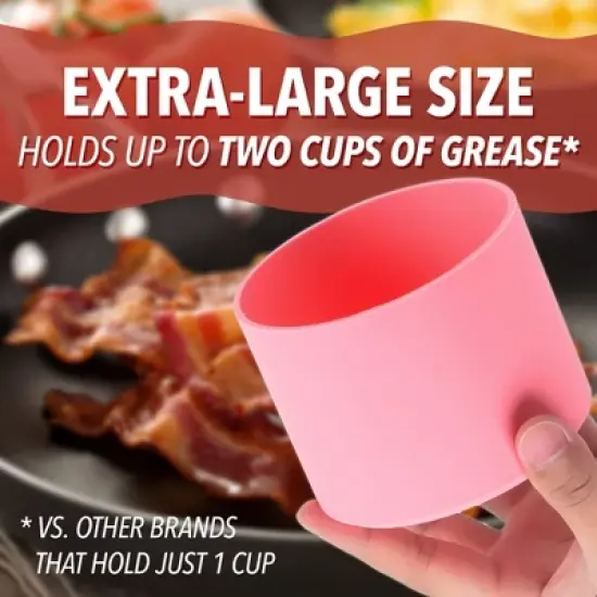 Impresa 2 Cup Extra Large Pink Pig-Shaped Grease Container - Novelty Bacon With Strainer image {3}