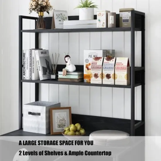 GDFStudio Philip Modern 52" Metal and Wood Cat Litter Box Enclosure with Shelf Storage image {3}