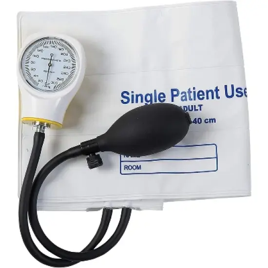 MABIS Disposable Arm Blood Pressure Cuff, Manual Sphygmomanometer, Single Use, Large Adult Size, Box of 5, White image {4}