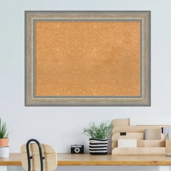 33"x25" Wood Frame Natural Cork Board Fleur Champagne Silver - Amanti Art image {7}