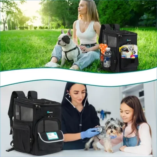 PetAmi Dog Backpack Carrier, Airline Approved Cat Backpacks Carrying Pet Back Pack, Ventilated Soft Sided Bookbag Travel Hiking Camping image {6}
