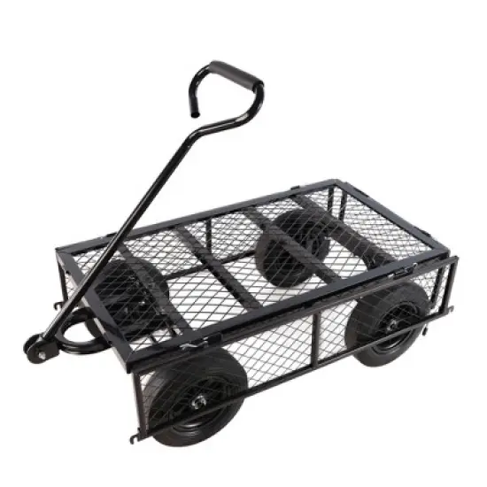 SKRAN Solid Wheels Large-Capacity mesh Steel Garden Trolley with Detachable Side Without Inflatable Tires,The Load can Reach 1100 pounds image {5}
