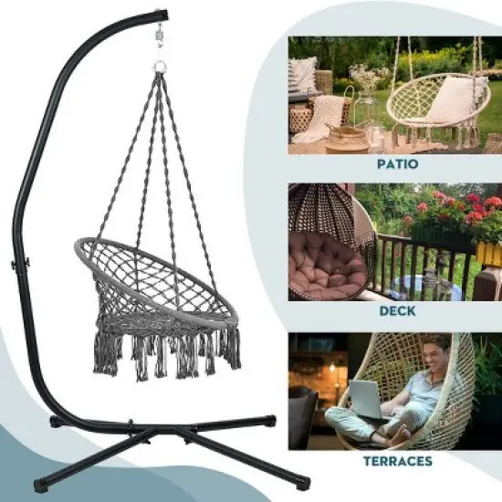 Hammock Steel C Stand -Stand for Hanging Hammock Chairs - 300 Pound Capacity, Black image {5}