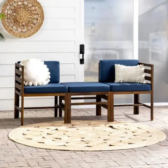 3pc Modular Acacia Wood Patio Chat Set with Cushions - Saracina Home image {21}