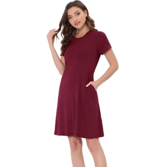 cheibear Womens Sleepwear Pajama Dress with Pockets Nightshirt Lounge Nightgown image {10}