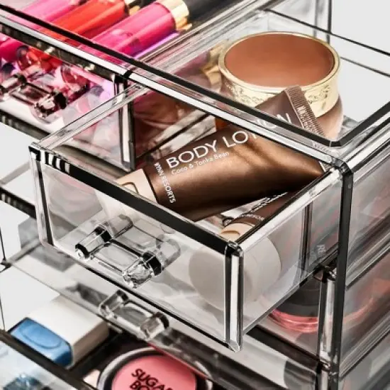 Sorbus Acrylic Makeup Organizer and Storage Case for Makeup & Jewelry - Black (4 Large, 2 Small Drawers) image {3}