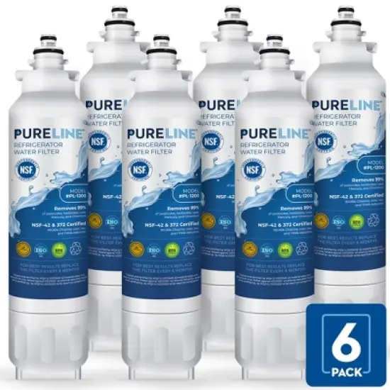 PureLine LG LT800P Refrigerator Water Filter Replacement ADQ73613401, LSXS26326S, LMXS30776S, LMXC23746S, LSXS26366S, Kenmore 46-9490, R-9490 (6 Pack) image {7}