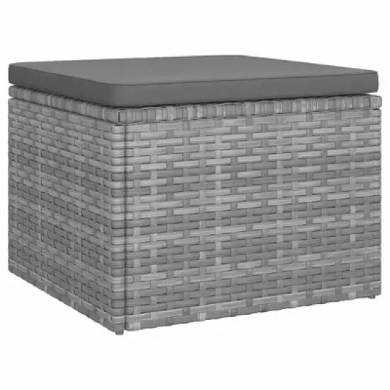 vidaXL 3-Seater Patio Sofa Set with Adjustable Roof, Footstool & Poly Rattan Finish in Gray - Weather-Resistant Outdoor Lounger image {5}