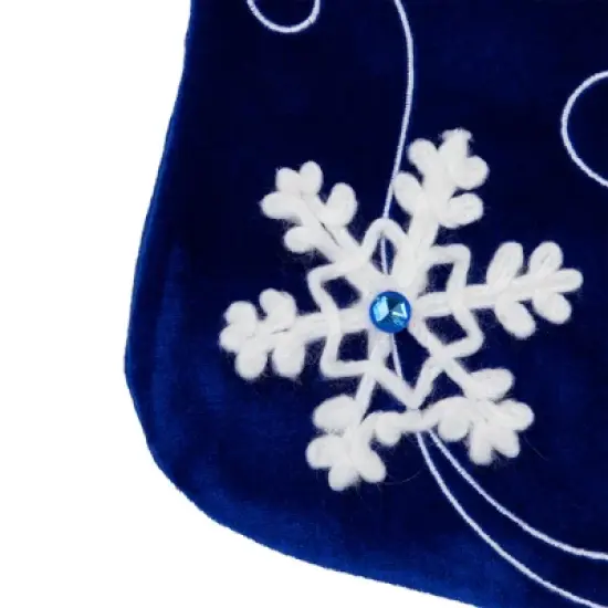 Northlight 20.5-Inch Royal Blue Velvet and White Snowflake Christmas Stocking image {5}