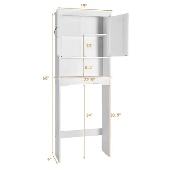 Costway Over The Toilet Storage Cabinet Bathroom Organizer w/ Adjustable Shelf image {1}