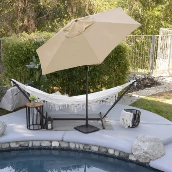 9' x 9' Steel Market Polyester Patio Umbrella with Crank Lift and Push-Button Tilt image {3}