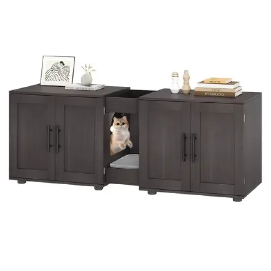 Litter Box Enclosure for 2 Cats, Cat House,Hidden Litter Box Enclosure Furniture,Wooden Enclosed Cat Litter Box Furniture,55&rdquo;L x 17.7&rdquo;W x 22.5&rdquo;H image {9}