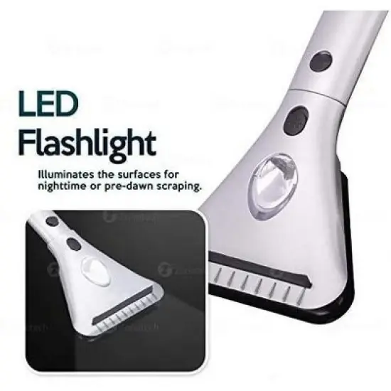 Zone Tech Heated Car Window Snow/Ice Scraper with Light - Extendable 12V LED Light Heated Ice/Snow Scraper with 15.8 feet Long Cord image {5}