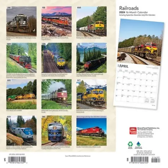 Browntrout 2024 Wall Calendar 12"x12" Railroads image {1}