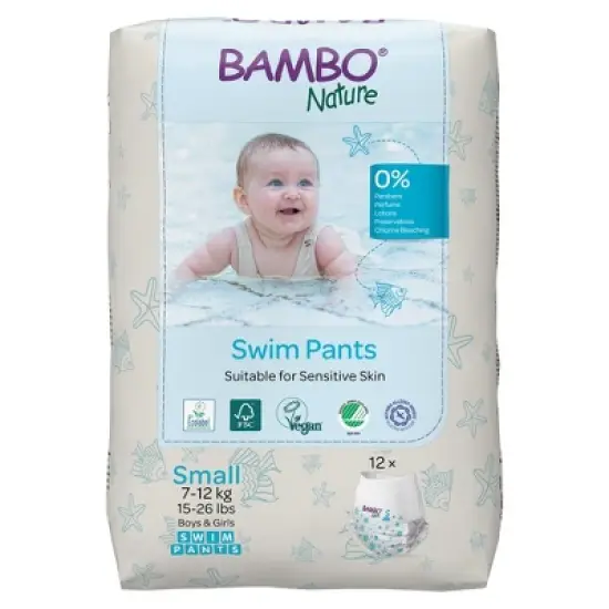 Bambo Nature Baby Swim Diaper Small, 15 to 26 lbs. 1000024401, 120 Ct image {1}