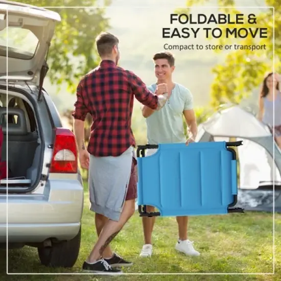 TIRAMISUBEST Set of 2 Adjustable Lounge Chairs - Outdoor Folding Chaise Lounges with Sunshade Roof, Cushioned Headrest (Light Blue) image {9}