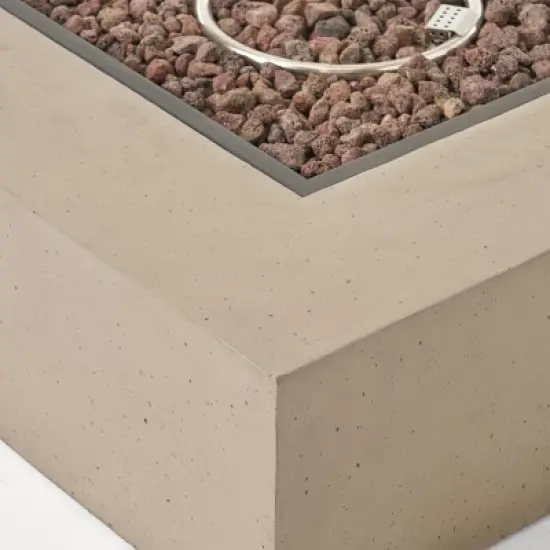 GDFStudio Biella Outdoor Acacia Wood 5 Seater Sectional Sofa Set with Fire Pit image {8}