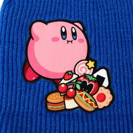 Kirby Snack Time Royal Blue Cuffed Plain Skull Acrylic  Knitted Beanie Hat image {1}