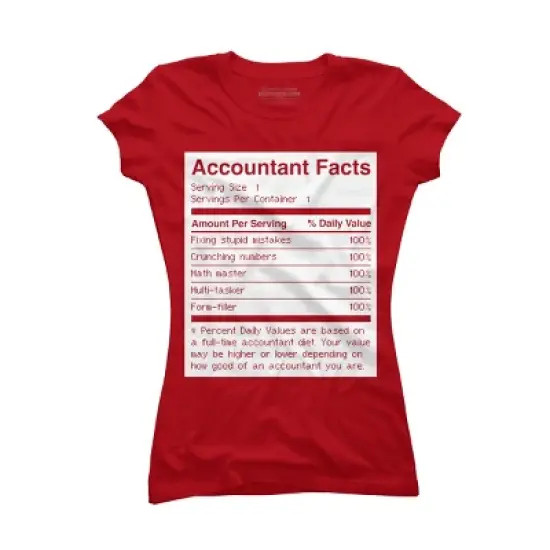 Junior's Design By Humans Accountant Nutrition Facts Label By EJamjar T-Shirt image {5}