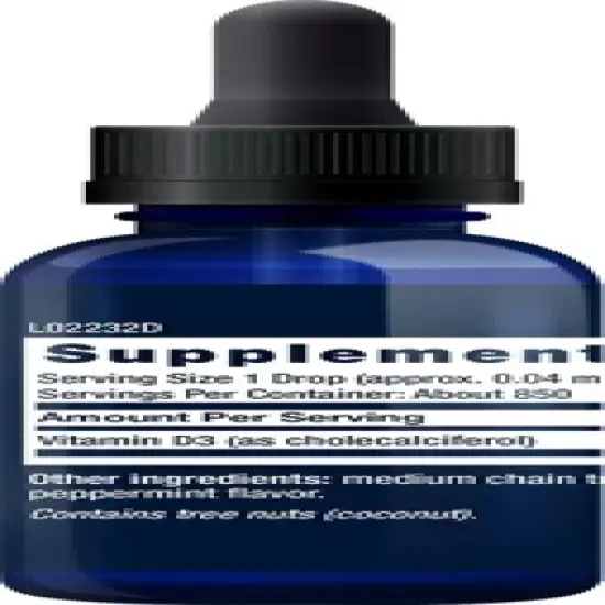 Liquid Vitamin D 3 2000 IU Mint Flavor by Life Extension  -  1 fl oz Liquid image {1}