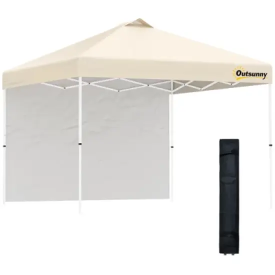 Outsunny 10' x 10' Pop Up Canopy Tent with 1 Sidewall, Carry Bag, Adjustable Height, Instant Shelter Tent for Backyard, Garden, and Patio image {7}