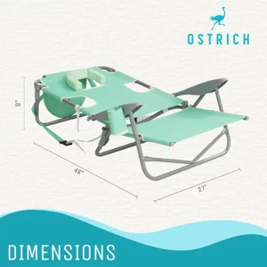 Ostrich Lightweight Portable Outdoor On Your Back Folding Reclining Chair for Lawn Beach Camping with 5 Seat Adjustment Backpack Straps and Cup Holder image {2}