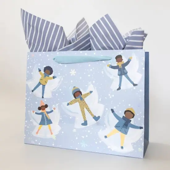 Soular Powered Large Gift Bag with Tissue Snow Angels image {3}