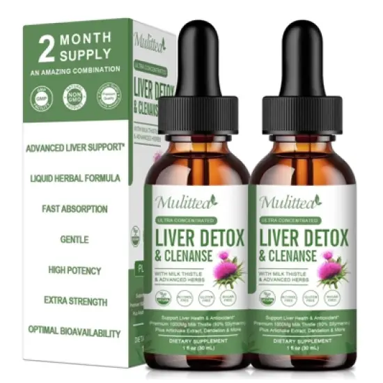 Mulittea Liver Health Liquid Drops &ndash; Potent Liver Detox & Repair &ndash; 21 Herb-Nutrient Blend for Immune & Gut Support &ndash; 2 fl.oz image {7}