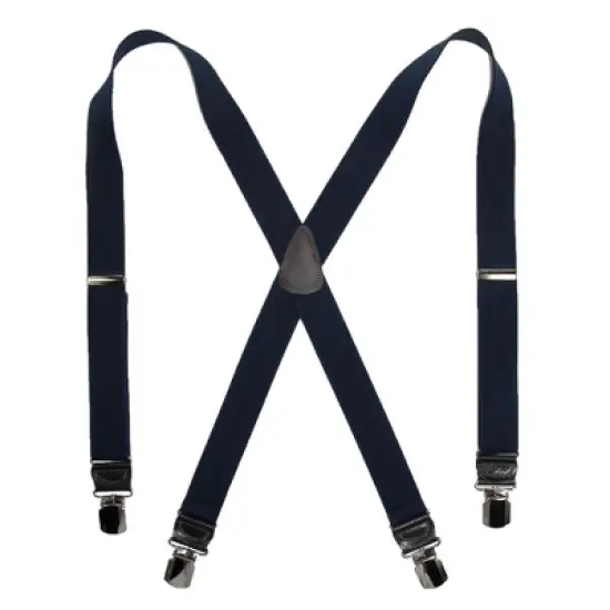 CTM Men's Elastic Anti Slip Pin Clip Suspenders with Leather Drop Tabs image {1}