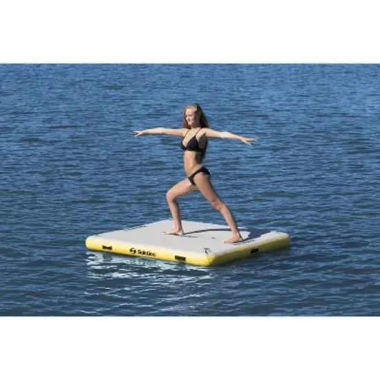 Swim Central 10-FT Inflatable White and Yellow Private Solstice Drop Stitch Lake Dock image {5}