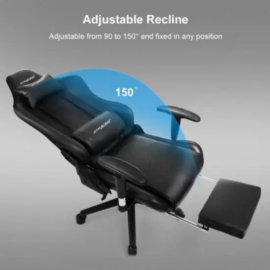 GTRACING Gaming Chair with Footrest Ergonomic Recliner Office Chair with Lumbar Support Black image {5}