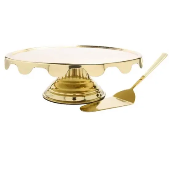 Classic Touch Gold Cake Stand with Server image {3}