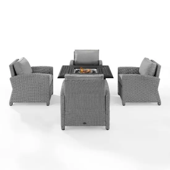 Bradenton 5pc Wicker Conversation Set with Fire Table - Gray - Crosley image {2}