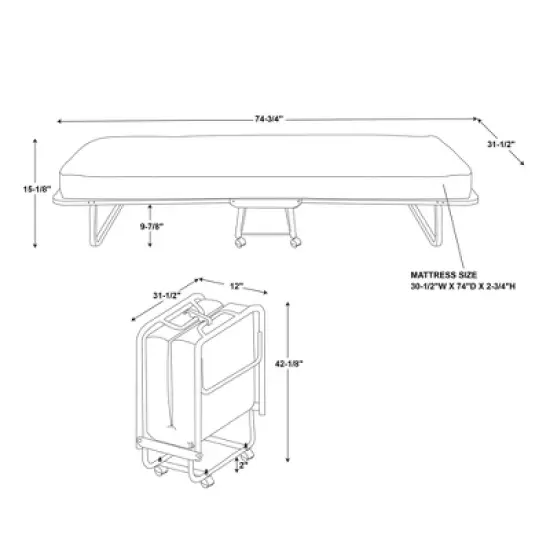 Twin Roma Folding Bed Blue - Linon image {12}