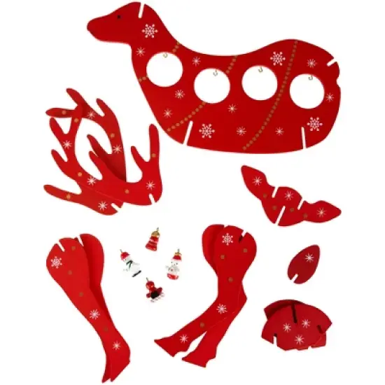 Northlight Reindeer Cut-Out Ornament Holder Christmas Decoration - 13.25" - Red and White image {5}