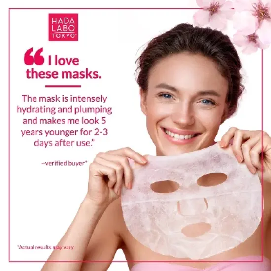 Hada Labo Tokyo Anti-Aging Facial Sheet Mask, Spa Face Mask Firms & Hydrates - 4 ct image {8}