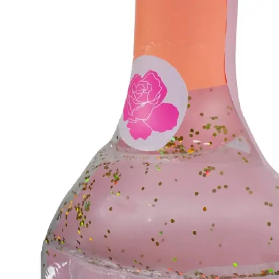 Swim Central 92" Pink Rose Wine Bottle Swimming Pool Float image {2}
