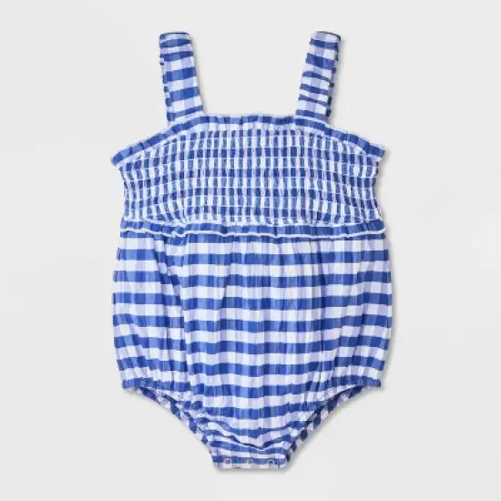 Baby Girls' Gingham Romper - Cat & Jack&trade; Blue image {4}