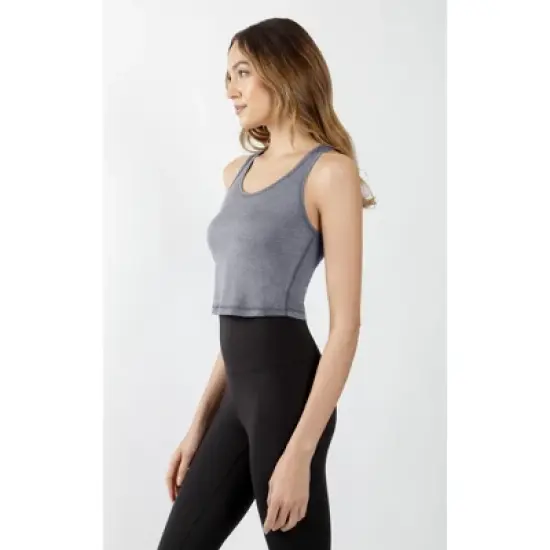 Yogalicious Womens Ultra Soft Cationic Racerback Cropped Tank Top image {4}