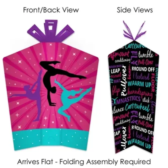 Big Dot of Happiness Tumble, Flip and Twirl - Gymnastics - Table Decorations - Birthday Party or Gymnast Party Fold and Flare Centerpieces - 10 Count image {1}