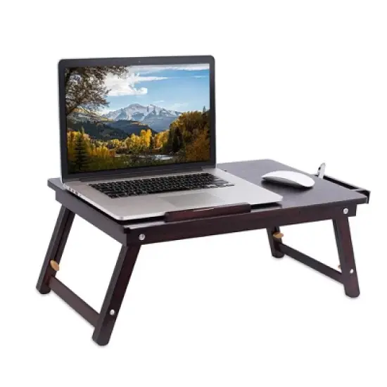 BirdRock Home Bamboo Laptop Lap Tray with Adjustable Legs - Walnut image {2}